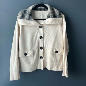 🤍 3 HEARTS Women’s Jacket size large offwhite fleece jacket sweater euc